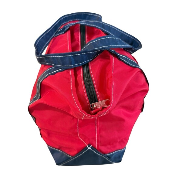 L.L. Bean NYLON Boat Tote Bag Medium Zipper Red Blue Stripe NWT 283728 - Picture 4 of 8